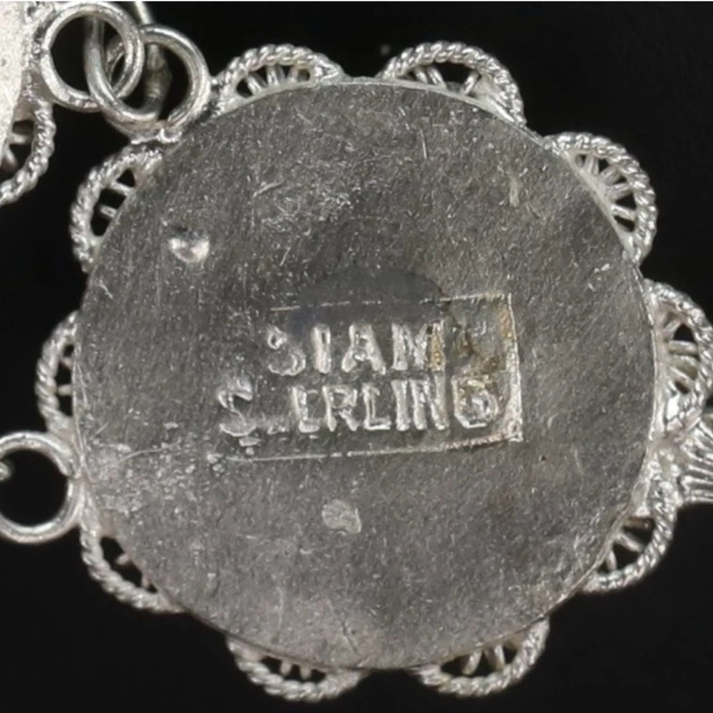 VTG Sterling Silver - SIAM Cannetille Flower Link 7.5" Chain Bracelet - 16g - Picture 3 of 6